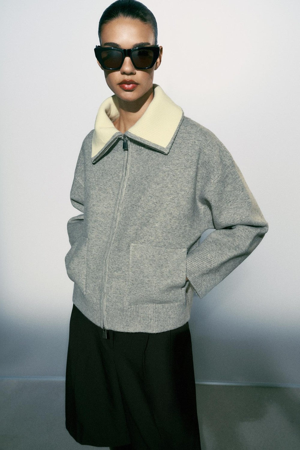 BELORA Anouk grey knit cardigan
