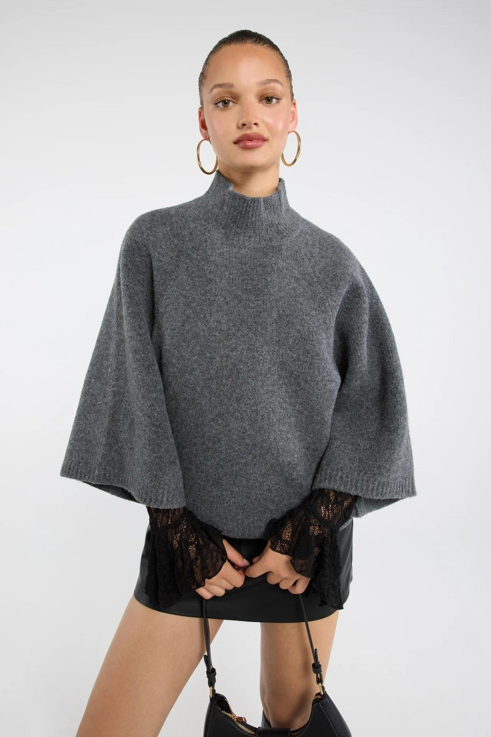 BELORA Ariane grey oversized knit sweater