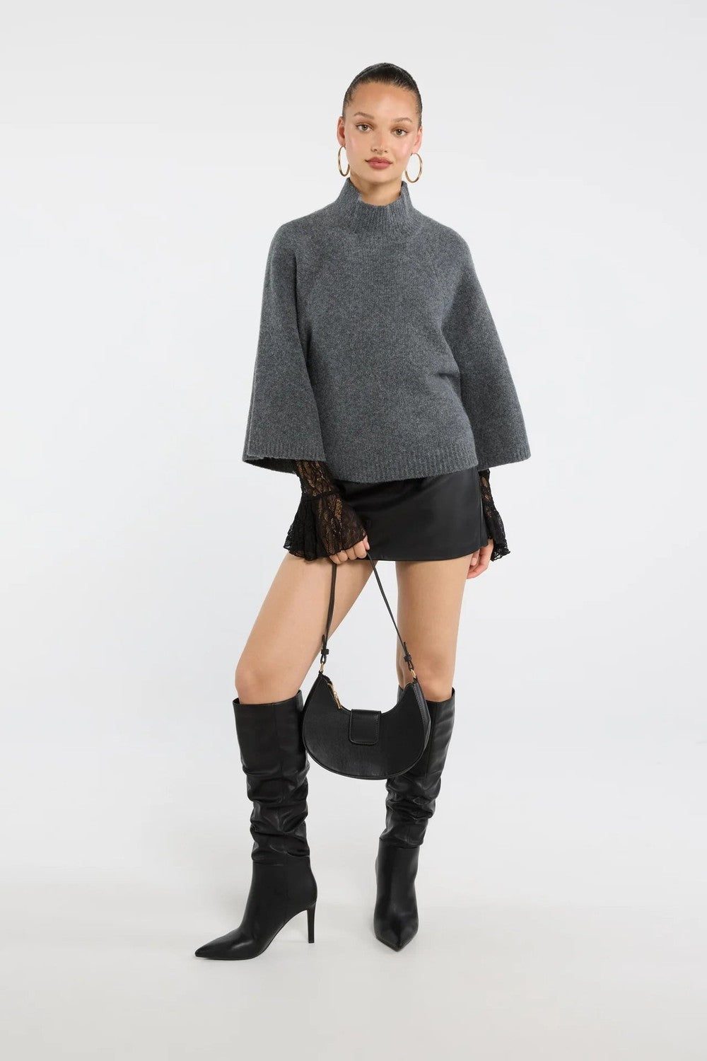 BELORA Ariane grey oversized knit sweater