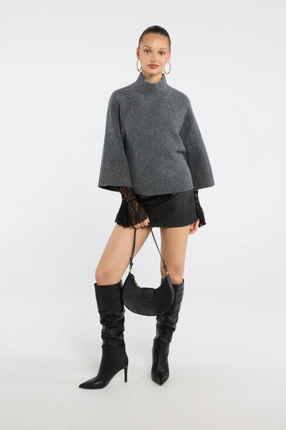 BELORA Ariane grey oversized knit sweater