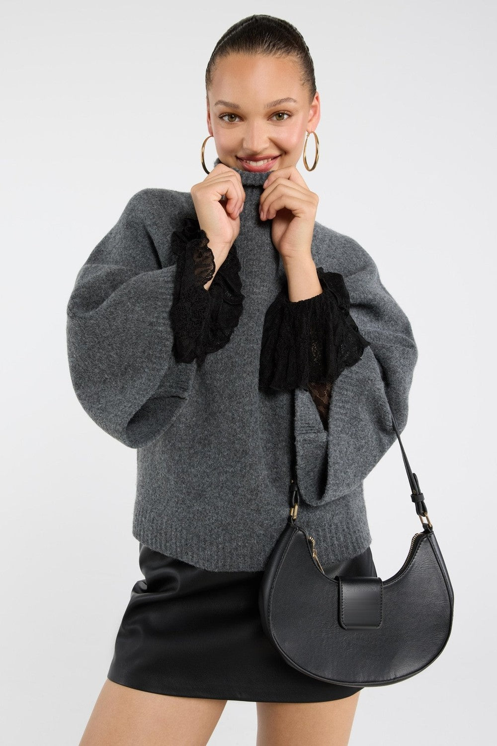 BELORA Ariane grey oversized knit sweater