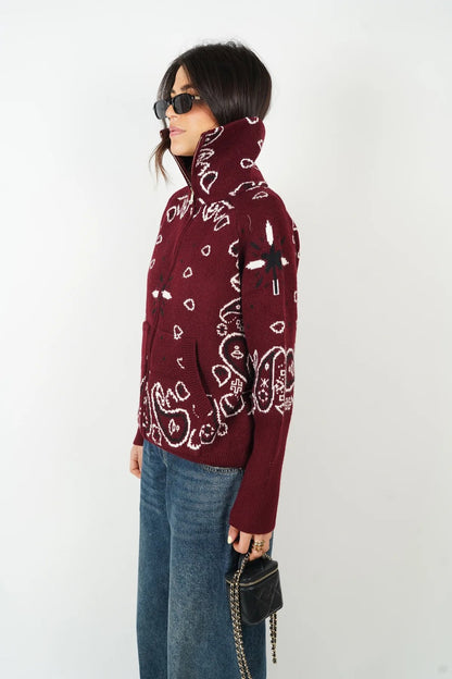 BELORA Eva cardigan burgundy side