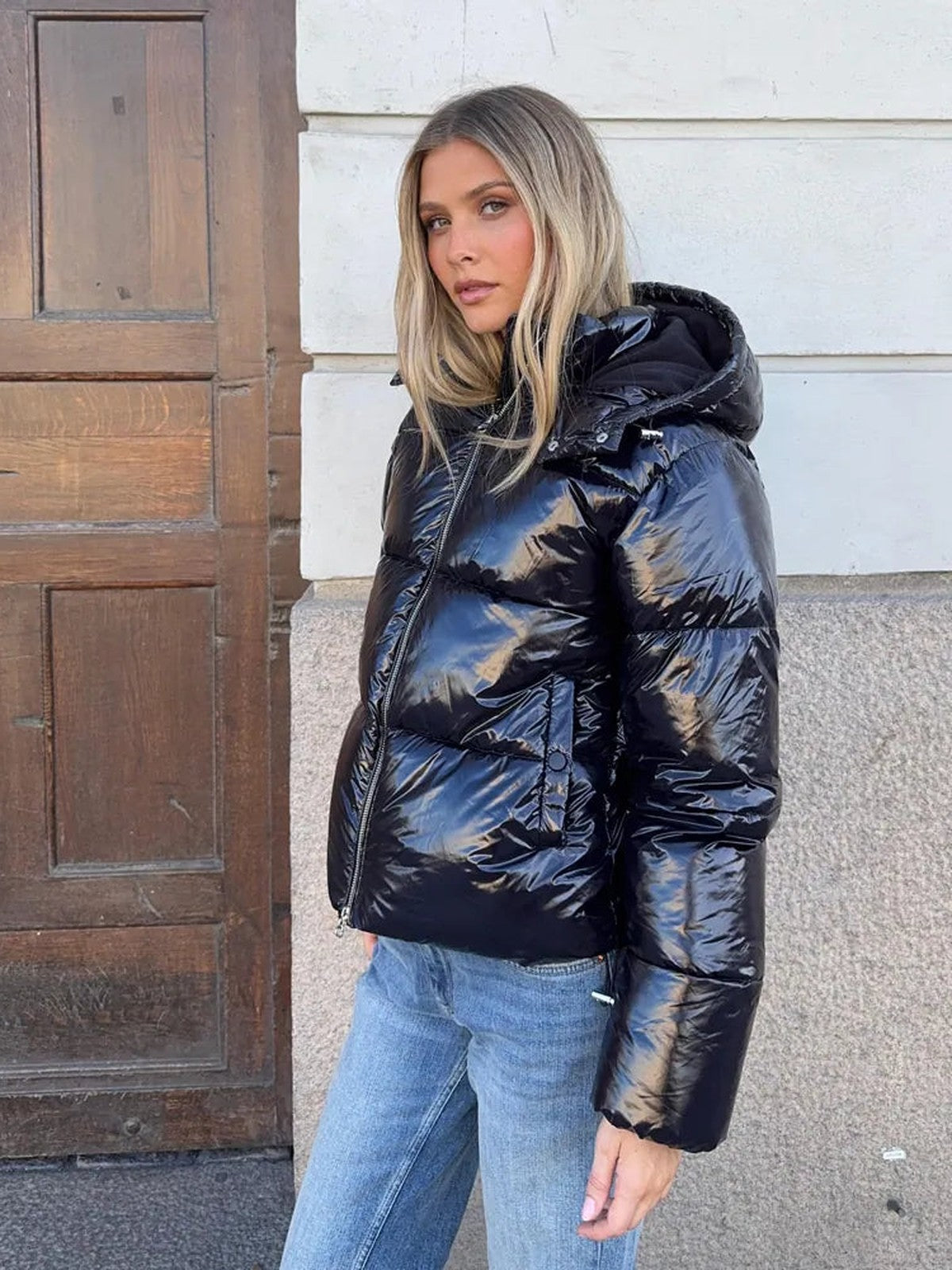BELORA Daphné black glossy puffer jacket