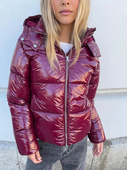 BELORA Daphné burgundy glossy puffer jacket