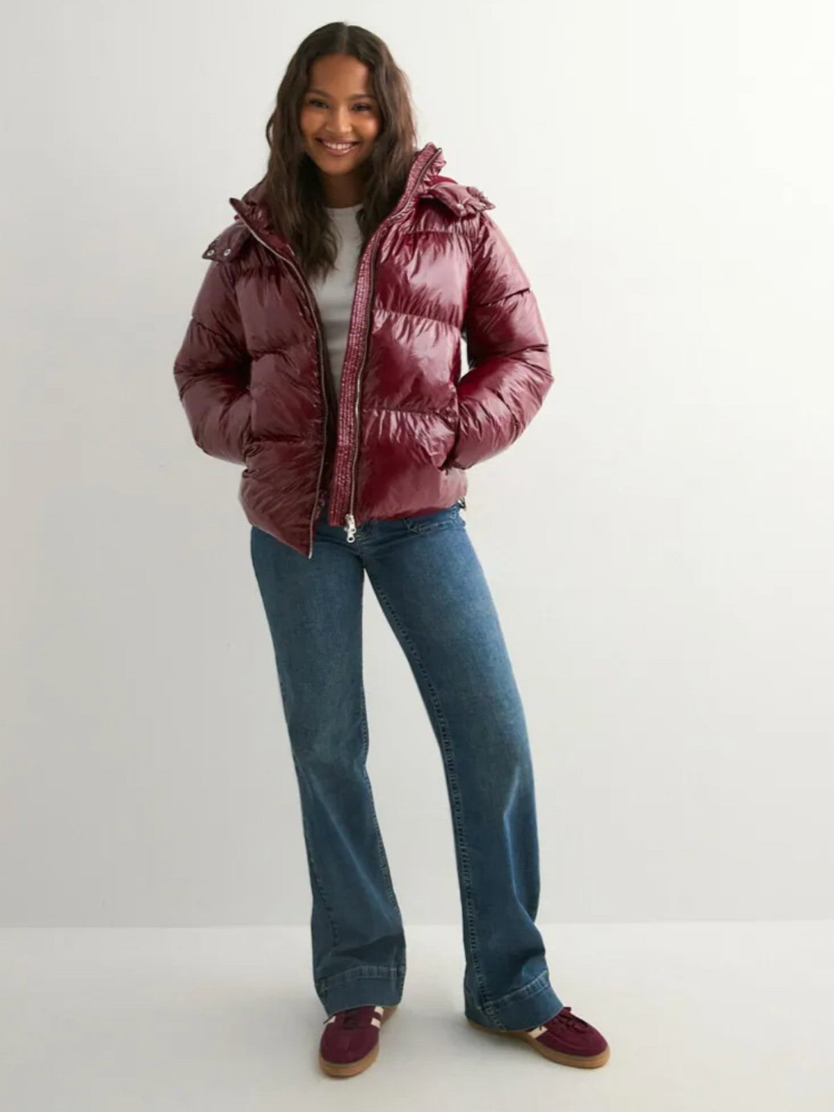 BELORA Daphné burgundy glossy puffer jacket