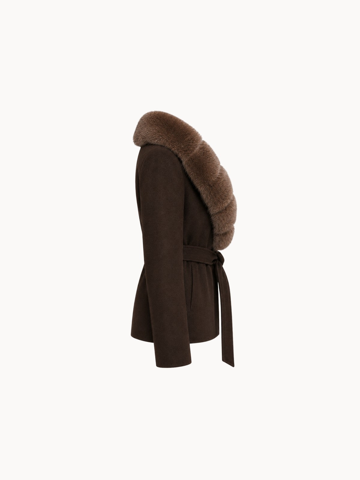 BELORA Margaux coat in chocolate, side view