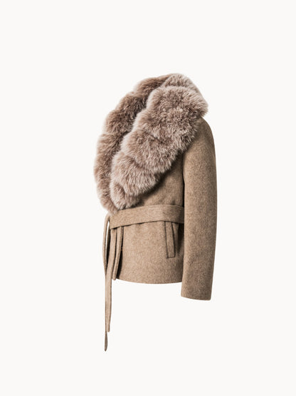 BELORA Margaux coat in beige, side view