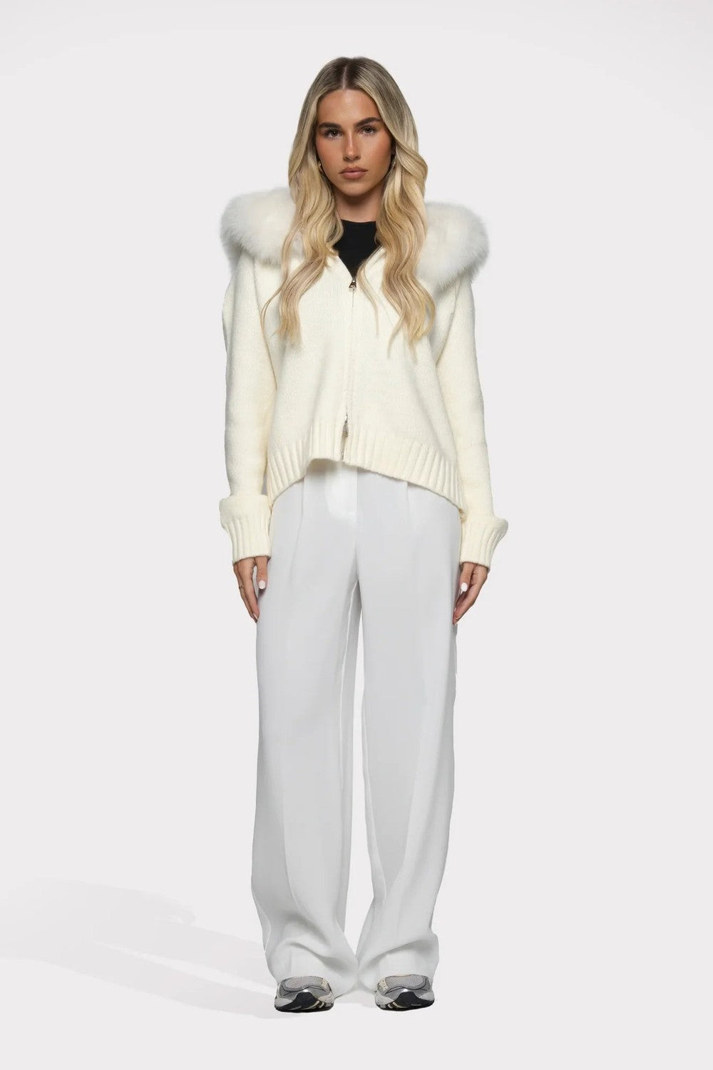BELORA Ophélie hooded knit jacket white front