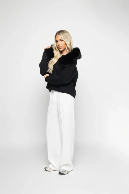 BELORA Ophélie hooded knit jacket black side